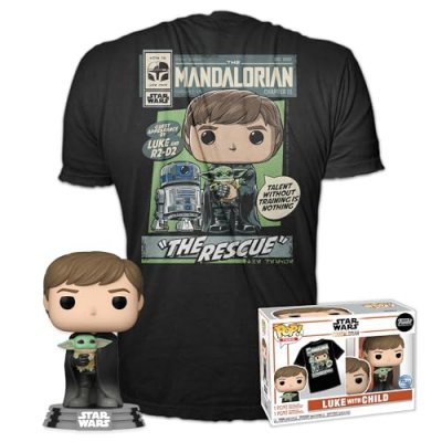 FUNKO Pop! & Tee - Star Wars Le Mandalorien - Luke Avec L'enfant - Taille S