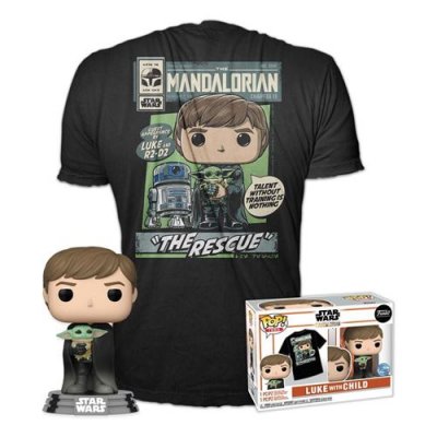 FUNKO Pop! & Tee - The Mandalorian - Luke Avec L'enfant - Taille L