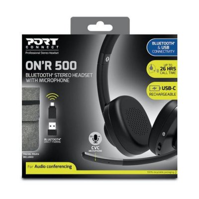 PORT DESIGNS PORT Connect ON'R 500 - Micro-casque - sur-oreille - Bluetooth - filaire, sans fil - USB-A