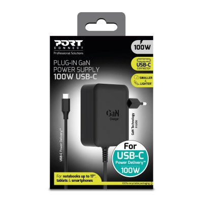 PORT CONNECT  Power Supply GaN2 USB Type C (100W) - sans c&acirc;ble secteur