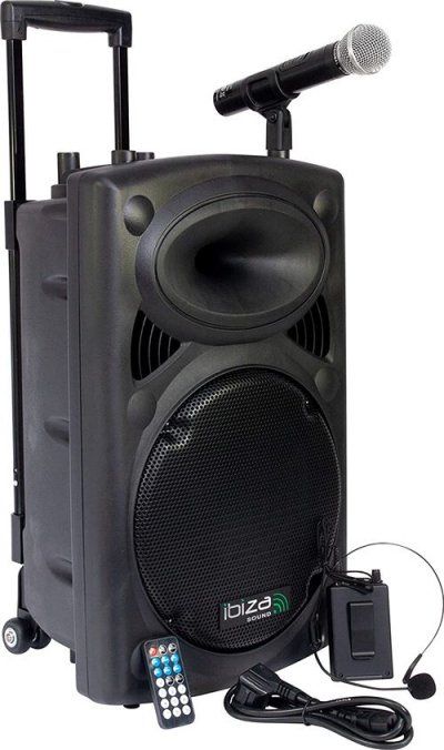 IBIZA PORT12UHF-BT Enceinte Portable 700W Noire avec micros professionels