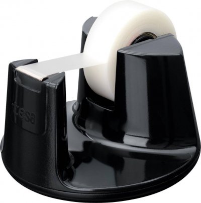 TESA Portarrollos Sobremesa Easy Cut Compact Negro + film Invisible