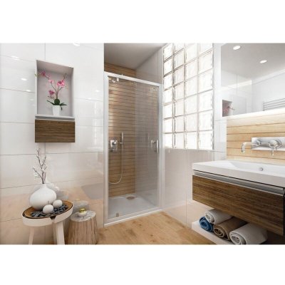 ANCONETTI Porte de douche Ancoswing pivotante 80x190cm, verre s&eacute;curit&eacute; 5mm, profil blanc 