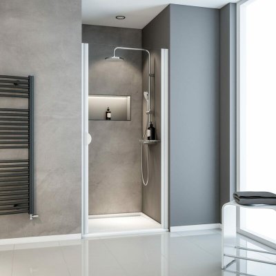 SCHULTE Porte de douche pivotante profil&eacute;s blancs 90 cm,  Sunny