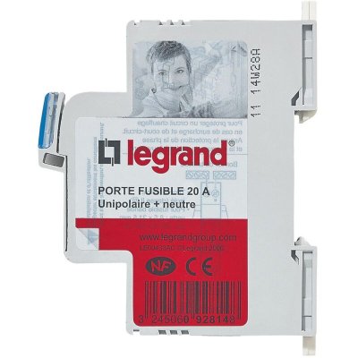 LEGRAND Porte Fusibles  1P+N 20A 1 Module pour Cartouches 8,5 x 31,5