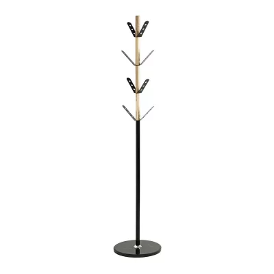 Porte-Manteau Design ""Corneille"" Noir & Naturel