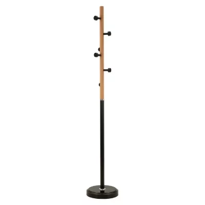 Porte-manteau en bois avec base en marbre, &oslash; 30 x 176 cm
