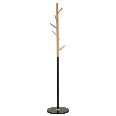 Porte-manteau en bois avec base en marbre, &oslash; 36 x 172 cm
