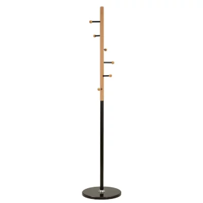 Porte-manteau en bois avec base en marbre, &oslash; 37 x 172 cm