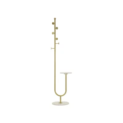 Porte-Manteau en M&eacute;tal Shelf 176cm Or & Blanc