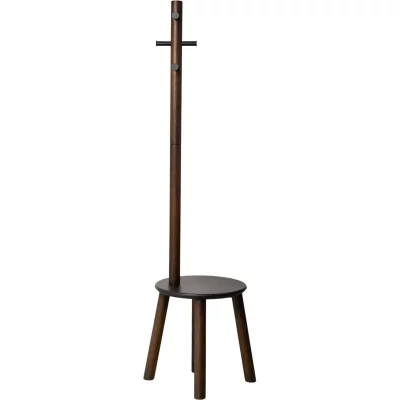 Porte-manteau et tabouret en bois et m&eacute;tal noirs Pillar Stool - Umbra