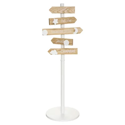 Porte-manteau Pancarte 5 Pat&egrave;res en Bois pour chambre d'enfant