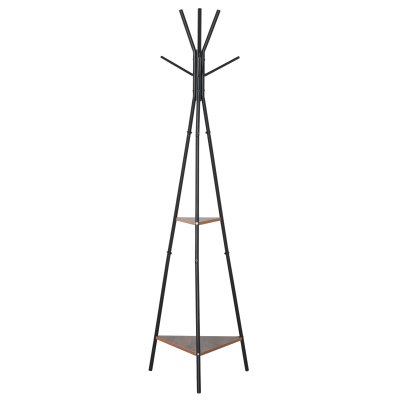Porte-manteau tr&eacute;pied style industriel branches + 2 &eacute;tag&egrave;res