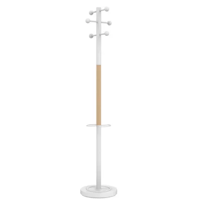 Porte-manteau Vic avec 6 pat&egrave;res arrondies - UNILUX - Bois / blanc