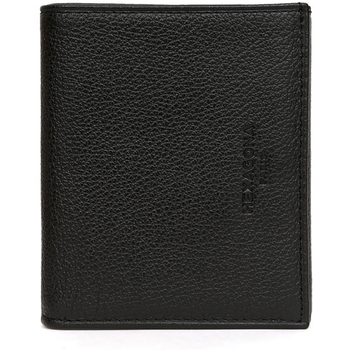 HEXAGONA Porte monnaie cuir de vachette Sigl&eacute;  NOIR - H461015