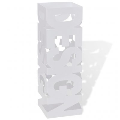 VIDAXL Porte-parapluie carr&eacute; &agrave; rangement blanc acier 48,5 cm