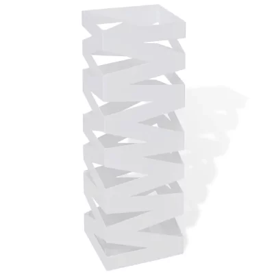 VIDAXL Porte-parapluie carr&eacute; &agrave; rangement Blanc Acier 48,5 cm  - Blanc