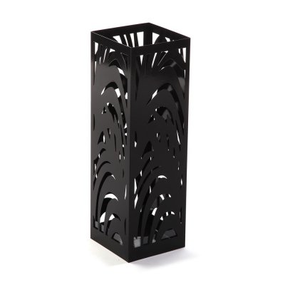 VERSA HOME Porte parapluie en m&eacute;tal d&eacute;coupe feuilles noir 21700157