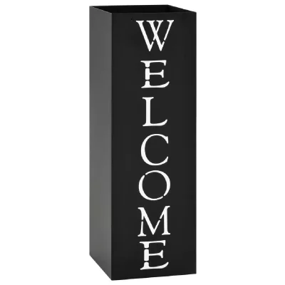 VIDAXL Porte-parapluie Welcome Acier Noir