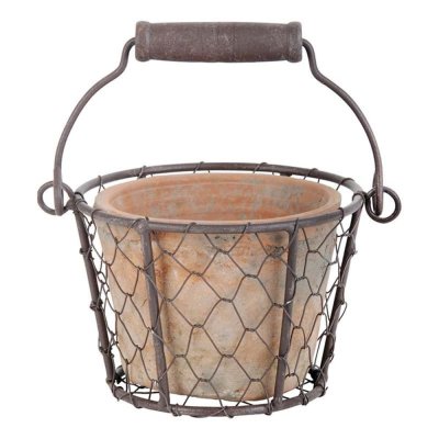 AC DECO Porte pot m&eacute;tal et pot en terre cuite