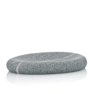 KELA Porte Savon Ovale Gris en Polyester Aspect Pierre Naturelle
