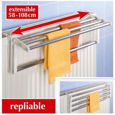 WENKO Porte serviette pour radiateur butterfly - aluminium - l. 58/108 cm