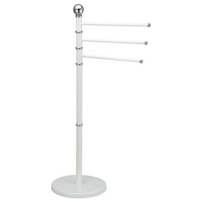 MSV Porte Serviettes 3 branches Acier Blanc - Blanc - 