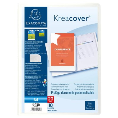 EXACOMPTA Porte-Vues  20 vues Polypropyl&egrave;ne 0,8mm Krea Cover Blanc