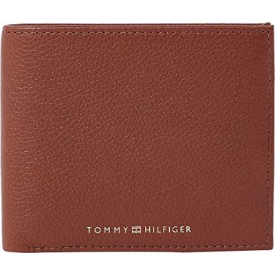 TOMMY HILFIGER Portefeuille en cuir grain&eacute; 2 volets Marron 