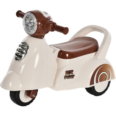 HOMCOM Porteur enfants moto 12-36 mois lumineux sonores coffre blanc marron