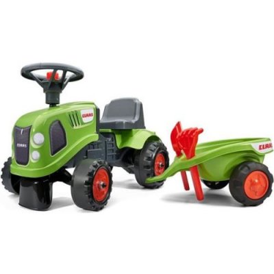 FALK Porteur tracteur Claas avec remorque et accessoires Des 12 mois 100% fabriqu&eacute; en F
