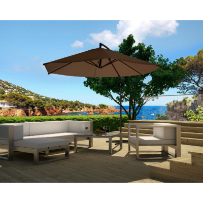CONCEPT USINE Porticcio chocolat : Parasol d&eacute;port&eacute; &Oslash; 300cm 