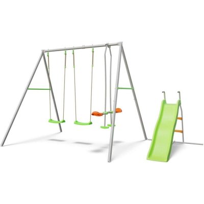 M&S Portique RAPHAEL AXION - M&eacute;tal - hors tout 8,20m - 3 agr&egrave;s + toboggan