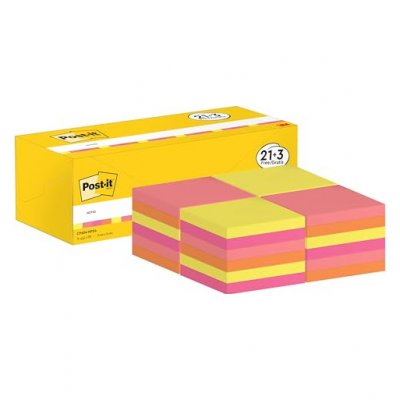 GENERIQUE Post-it 76x76mm couleurs assorties - boite de 24 dont 3 gratuits