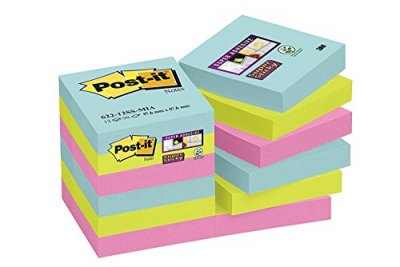POST IT POST-IT Lot de 12 bloc-notes Super Sticky - Couleurs Miami - 47,6 x 47,6 mm