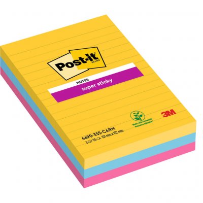 POST IT POST-IT Lot de 3 bloc-notes Super Sticky - Couleurs Rio