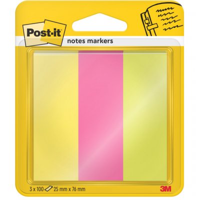 POST IT POST-IT Lot de 3 blocs Marque-pages 25 x 76 mm Couleurs vives
