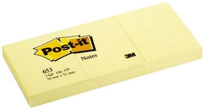 POST-IT  Lot de 3 Notes repositionnables 38 x 51 mm Jaune