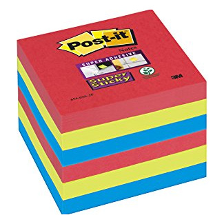 3M POST-IT Lot de 6 bloc-notes Super Sticky - Couleurs Bora Bora - 76 x 76 mm