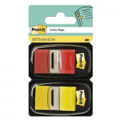 GENERIQUE Post-It Marque-Page Standard 25,4 X 44 Mm Lot De 2 X 50 Rouge/Jaune