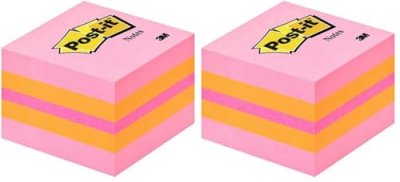 POST IT Post-it Mini-cube Notes repositionnables 51 x 51 mm Rose N&eacute;on