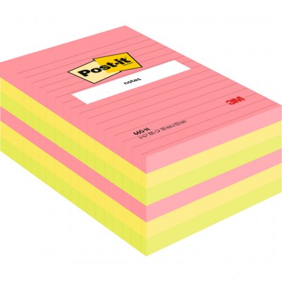 POST IT  repositionnable neon 102x152 assorti - Lot de 6 blocs