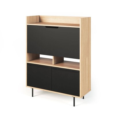 Poste de travail en bois naturel et noir Lime - TEMAHOME
