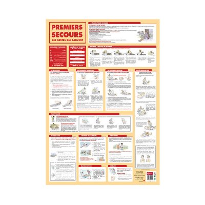 BOUCHUT GRANDREMY Poster premiers secours effa&ccedil;able &agrave; sec - l 76 x l 52 cm