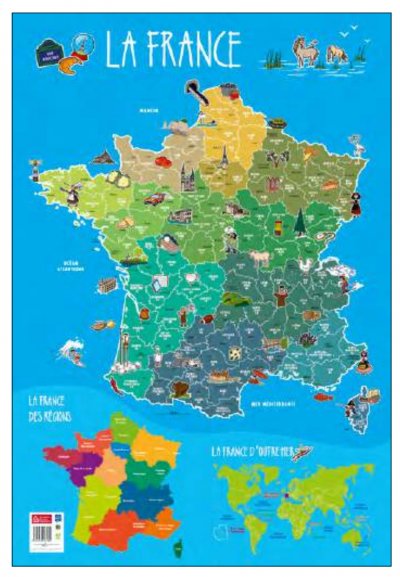  Poster souple CBG format 52 x 76cm carte de France et ses sp&eacute;cialit&eacute;s