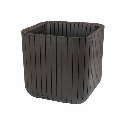 CHALET & JARDIN Pot + Cache pot de fleur en r&eacute;sine CUBE PLANTER - Taille S