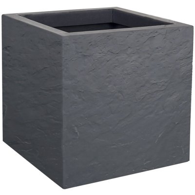 EDA Pot carr&eacute; plastique  Durdica Up gris galet 29 5 x 29 5 x h.29 5 cm