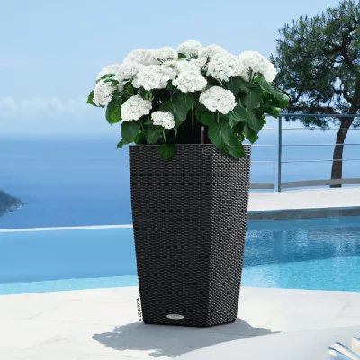 LECHUZA Pot carr&eacute; plastique  Cottage muscade 40 x 40 x h.75 cm