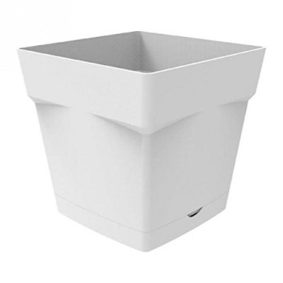 EDA Pot carr&eacute; Toscane avec r&eacute;serve d'eau 17.4cm blanc