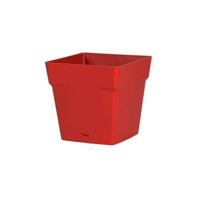 EDA Pot carr&eacute; Toscane avec r&eacute;serve d'eau 17.4cm rouge